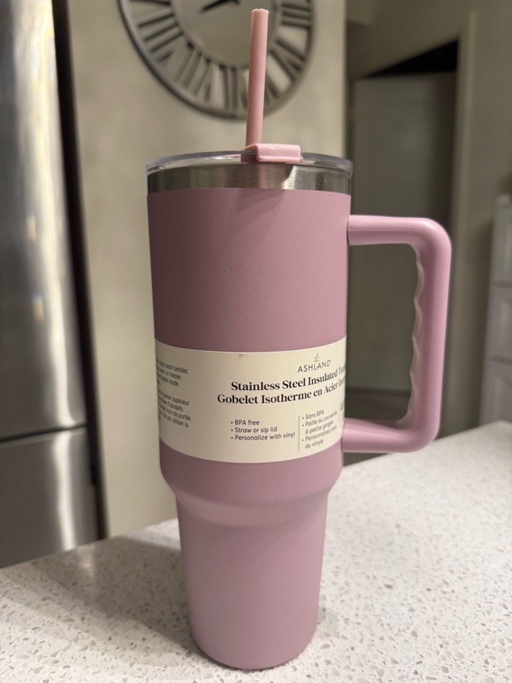 BRAND NEW WITH TAGS!!! Ashland Matte Pink Insulated Travel Tumbler with Handle